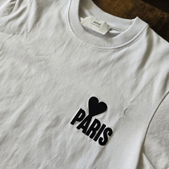 AMI Paris White T-Shirt with Paris Logo - Picture 5 of 7